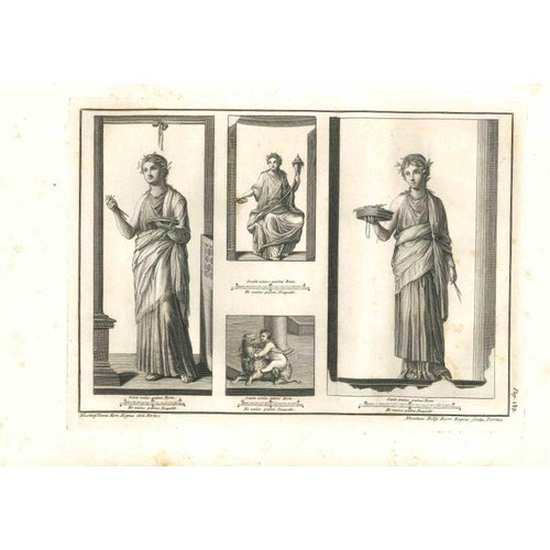 Nicola Billy, Ancient Roman Frescoes, 18th Century, Etching For Sale