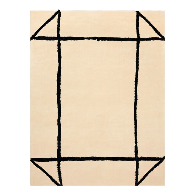 Modern Black and White Rectangular Azteca Rug by Tapis Studio for Hommés Studio For Sale