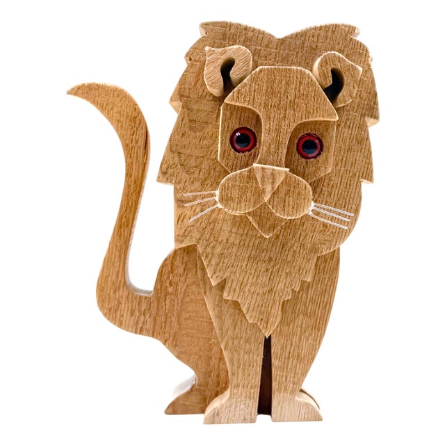 Wood Lion Sculpture from Bottega Michelangeli, Orvieto, Italy, 1970s For Sale