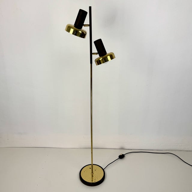 Black Mid-Century Double Spotlight Floor Lamp in Brass, Germany, 1970s For Sale - Image 8 of 8