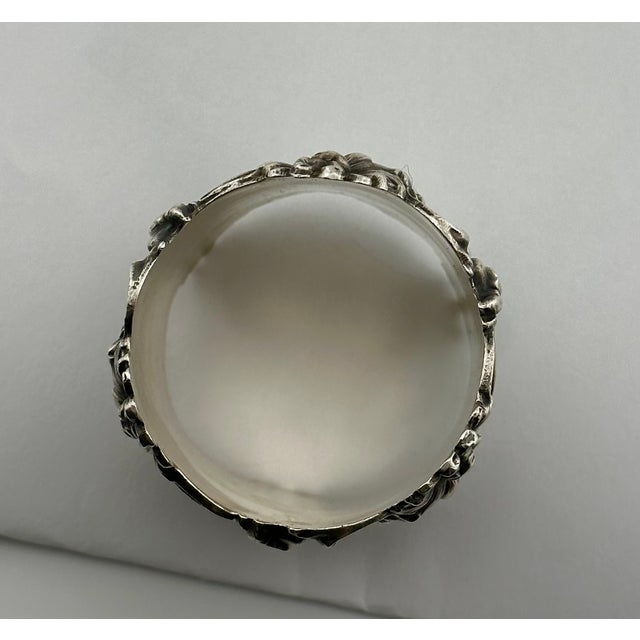 Outstanding Large Antique Fancy Art Nouveau Flower Design Sterling Silver Napkin Ring Dated 1903 For Sale - Image 16 of 18