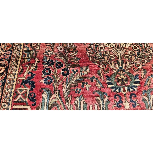 Antique Persian Sarouk Area Rug, Hand-Knotted Wool, Allover Floral Pattern, 3x5, Red & Navy For Sale - Image 12 of 16