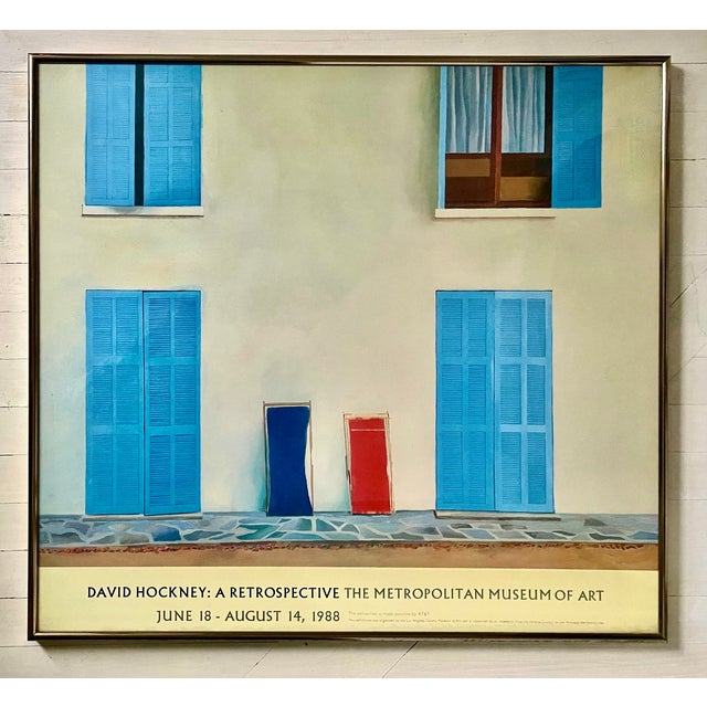 An original exhibition poster from David Hockney: A Retrospective, an exhibit held at The Metropolitan Museum of Art in...