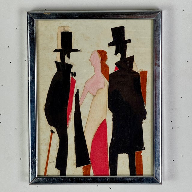 We take you back to the early 20th Century in this theatrical collage art work that depicts a woman in a red dress with...