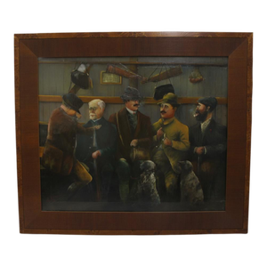 A Robquin French 1920's Signed Framed Oil Painting Hunters