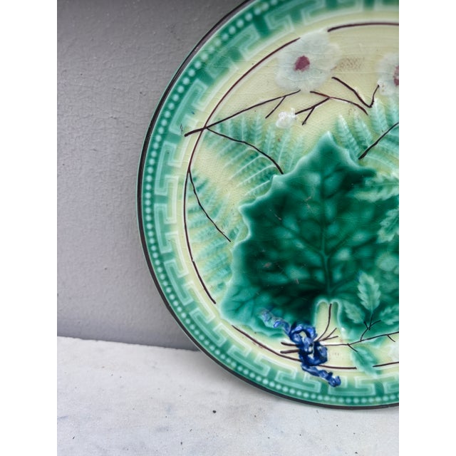 Rustic German Majolica Leaves & Ferns Plate, Circa 1890 For Sale - Image 3 of 4