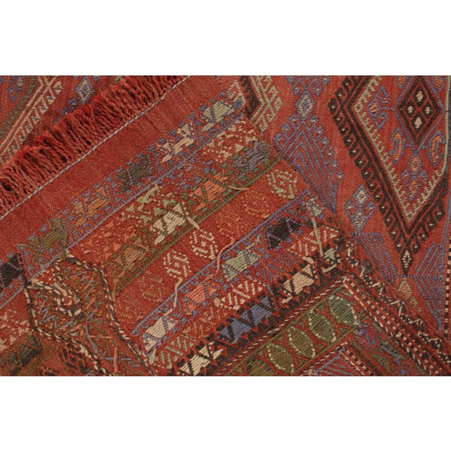 1950s Vintage Kilim Rug in Polychromatic Diamond Patterns by Rug & Kilim For Sale - Image 5 of 6