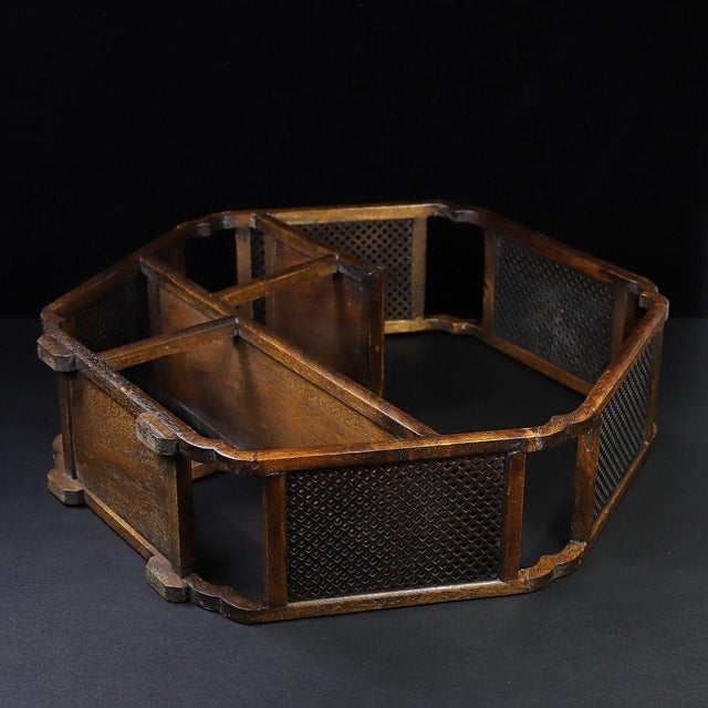 Wood Vintage Chinese Huali Rosewood Reticulated Hexagonal "Curio" Display Stand (Bogujia) For Sale - Image 7 of 8