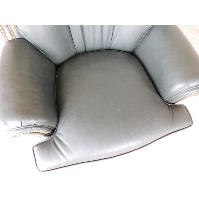 Hancock & Moore Leather Swivel Rocking Arm Club Chair For Sale - Image 12 of 17