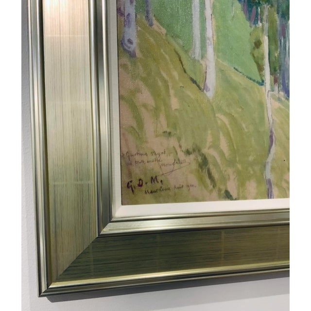 Timeless Plein Air Style Framed Landscape Painting by: Arroyo, Tuscan scene with Cyprus trees, silver leaf finished wood...