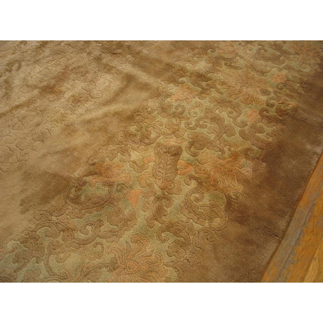 Brown Excellent Tan Taupe Color With Great Matelasse Pattern Design Antique Chinese Art Deco Rug For Sale - Image 8 of 8