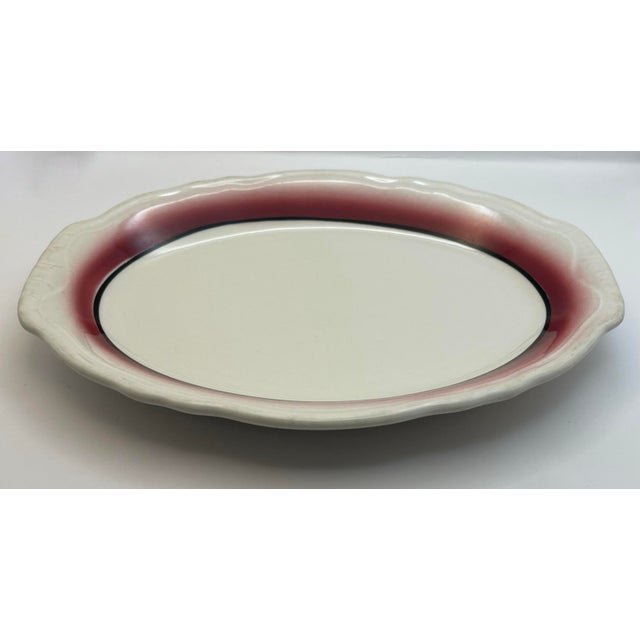 English 1940s Homer Laughlin Faded Rose Border Small Platter For Sale - Image 3 of 5