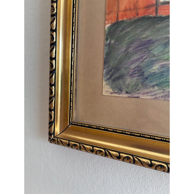 1970s Vintage Coastal Village Drawing, Seaside Cottage Art - Signed For Sale - Image 5 of 10