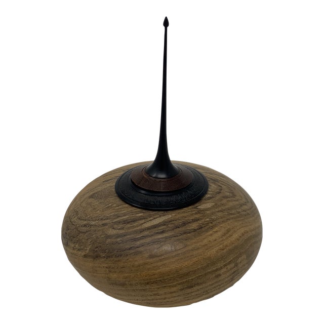 Vintage Wooden Vessel With Pointed Lid For Sale