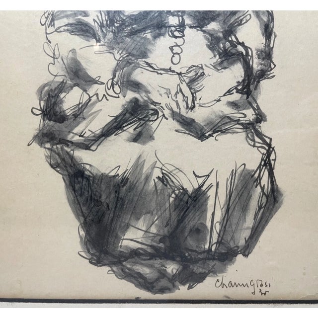 Two Original 60' Signed Chaim Gross Original Ink Drawing Elder Lady Art For Sale - Image 13 of 15