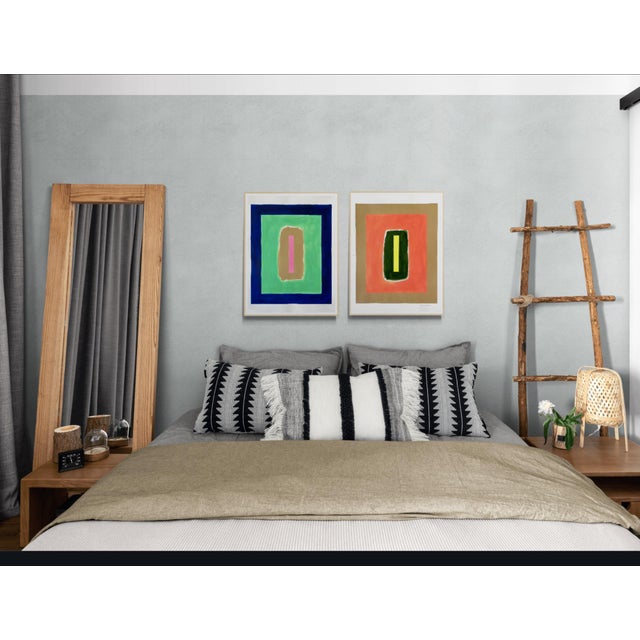 Contemporary Color Block Painting With Salmon and Yellow For Sale - Image 3 of 5