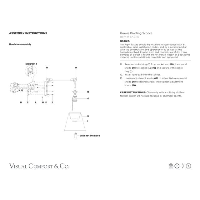 Metal Suzanne Kasler for Visual Comfort Signature Graves Pivoting Sconce in Bronze with Linen Shade For Sale - Image 7 of 7