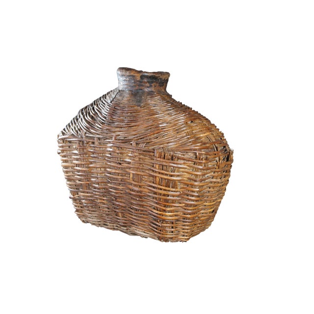 Early 20th Century Chinese Shanxi Willow Oil Container / Food Storage Vessel. Beautifully woven with natural patina from...