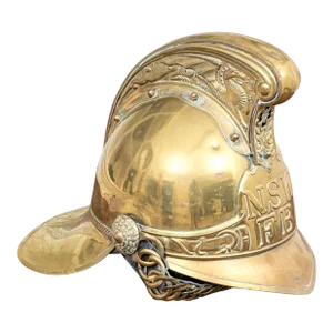 Early 20th Century Antique Brass Edwardian Fireman’s Helmet