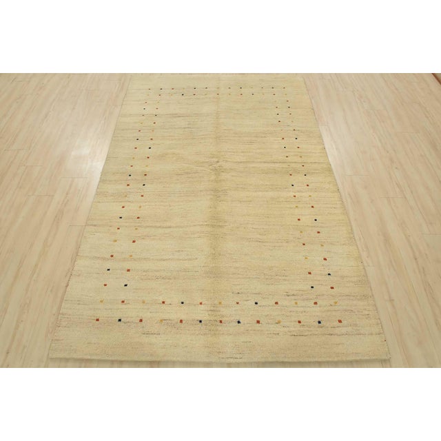 Contemporary Gabbeh Rug 5’5” X 7’11” Beige Wool Contemporary Hand-Knotted Carpet For Sale - Image 3 of 13