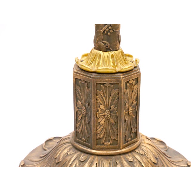 Bronze Gilt-Bronze & Carved Wood Floor Lamp, Made in Italy, Mid-to-Late 19th Century For Sale - Image 8 of 16