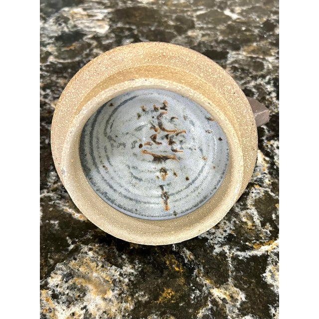 Large Vintage Lidded Vessel, Signed, Hand-Thrown Pottery in Nature’s Colors, Glazed Around Outside Center and Inside Pot and Lid, Earthen-Ware Jar For Sale - Image 10 of 12