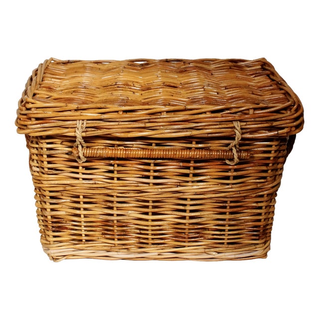 Vintage Wicker Log Basket, 1960 For Sale