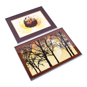 Pair 1970s Earth Tone Signed Limited Edition Prints With Trees and Leaves