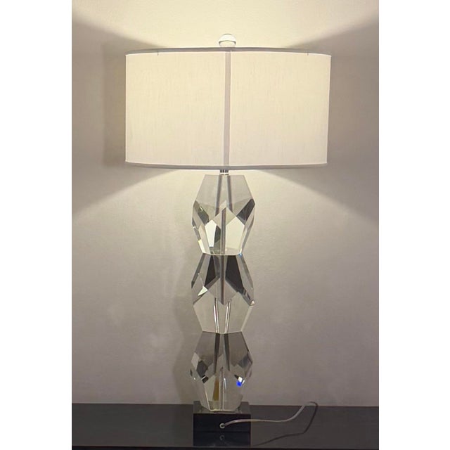 Global Views Global Views Triple Facet Block Crystal Table Lamp For Sale - Image 4 of 12