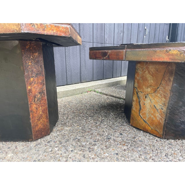 Black 1960s Set of 3 Paul Kingma Style Brutalist Slate Tile Tables For Sale - Image 8 of 11