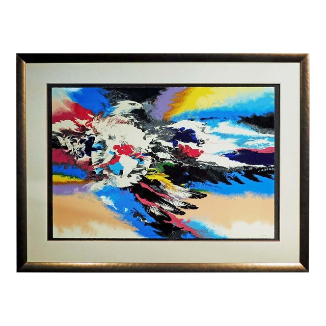 Robert Katona "Thunder Bird" Hand Signed Framed Serigraph Artwork For Sale