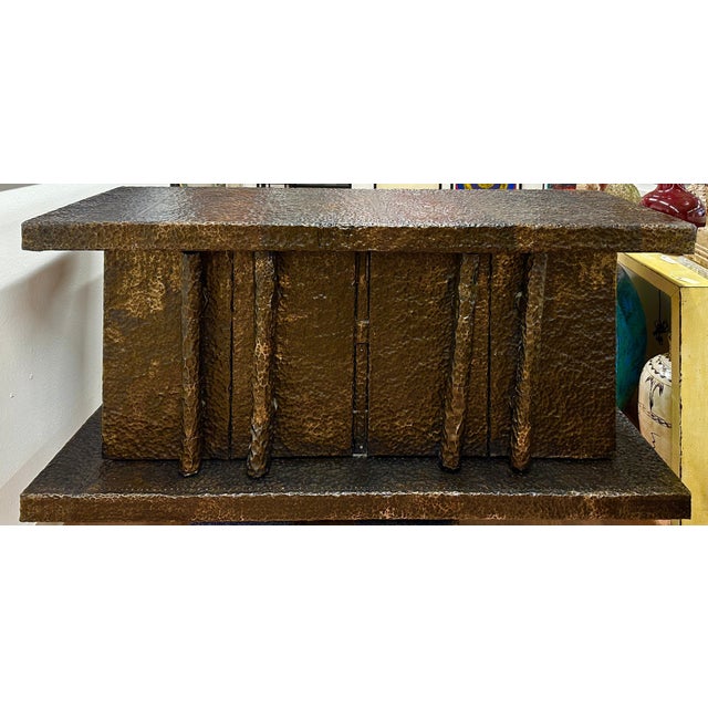 Early 20th Century Early 20th Century Brutalist Hand Hammered Metal Clad Credenza For Sale - Image 5 of 18