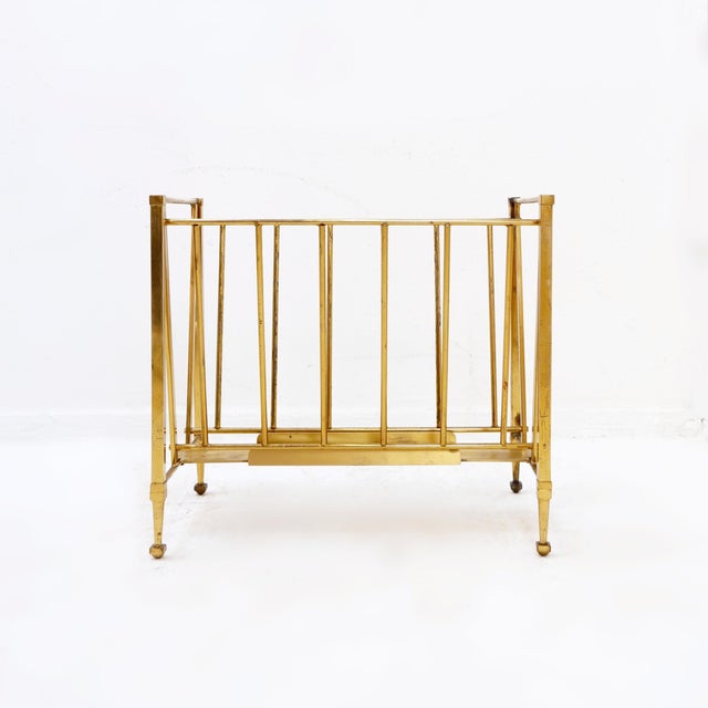 Metal Neoclassical Brass Magazine Rack from Maison Jansen, 1940 For Sale - Image 7 of 15