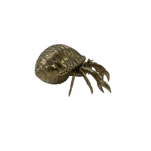 Figurative Cast Bronze Hermit Crab Sculpture Ribbed Shell Form With Sculptural Claw Detail For Sale - Image 3 of 6