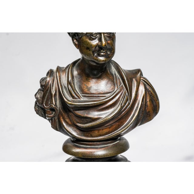 19th Century Amazing Pair Antique Bronze English Neoclassical Grand Tour Statue Sculpture Bust Royalty Home Decor For Sale - Image 5 of 17