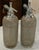 Sparklets Ltd. London, English Seltzer Bottles / Soda Siphons With Original Straws, Red Fill Bands & Woven Metal Mesh - Mid-20th Century Pair For Sale In New Orleans - Image 6 of 12