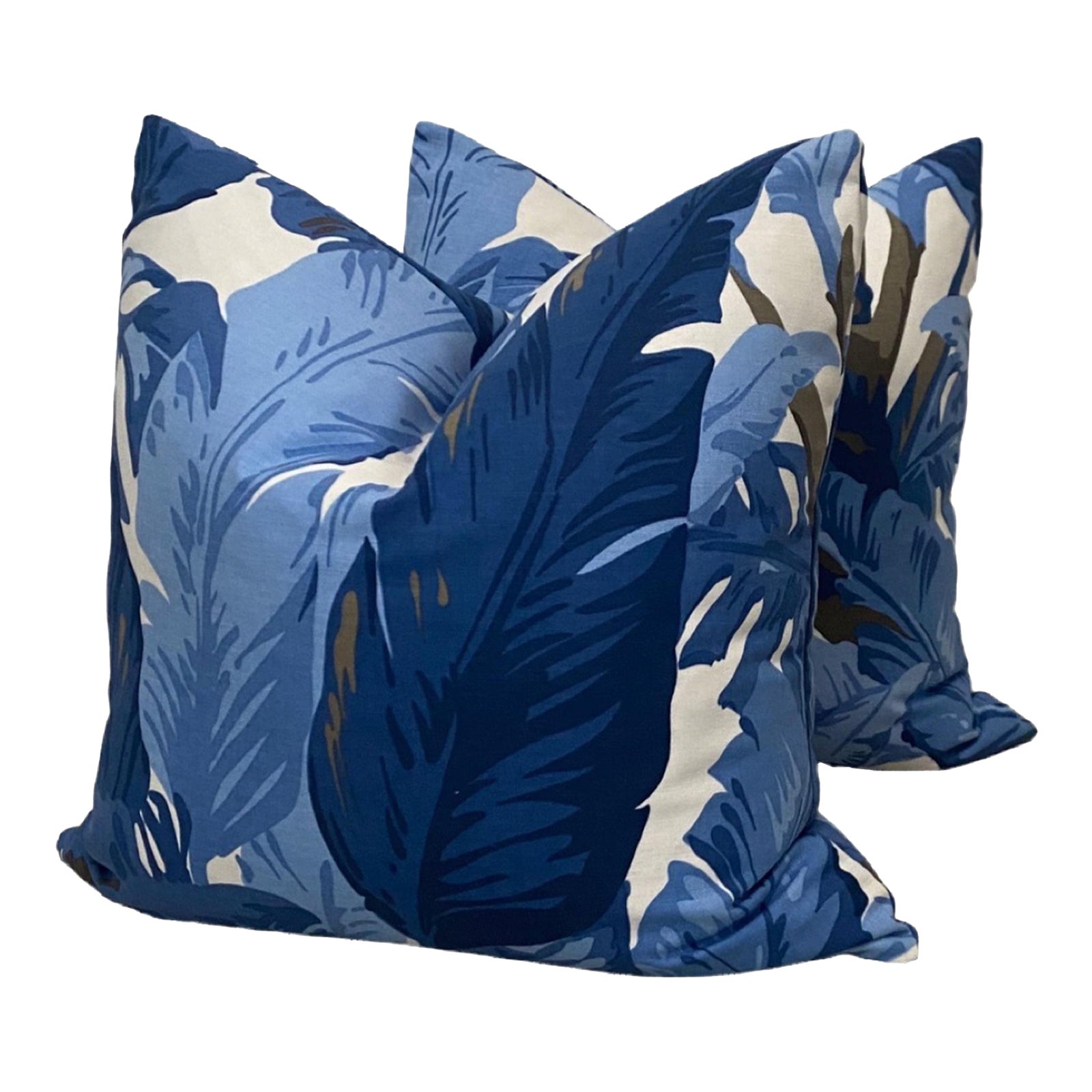 Custom Thibaut Banana Leaf Down Pillows a Pair Chairish