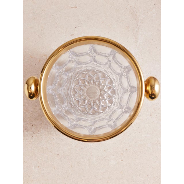 1960s Mid Century Crystal Modern Ice Bucket With Gold Rim For Sale In Dallas - Image 6 of 18