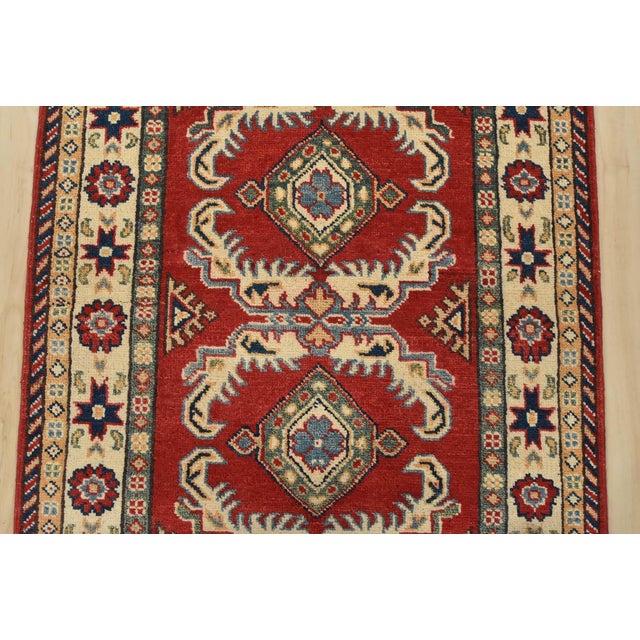 2020s Kazak Runner 2’9” X 6’6” Red Wool Tribal Hand-Knotted Oriental Rug For Sale - Image 5 of 11
