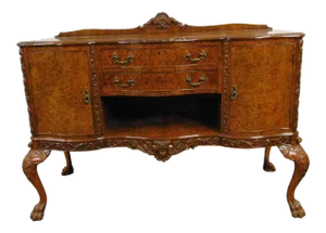 English Chippendale Carved Burlwood Sideboard