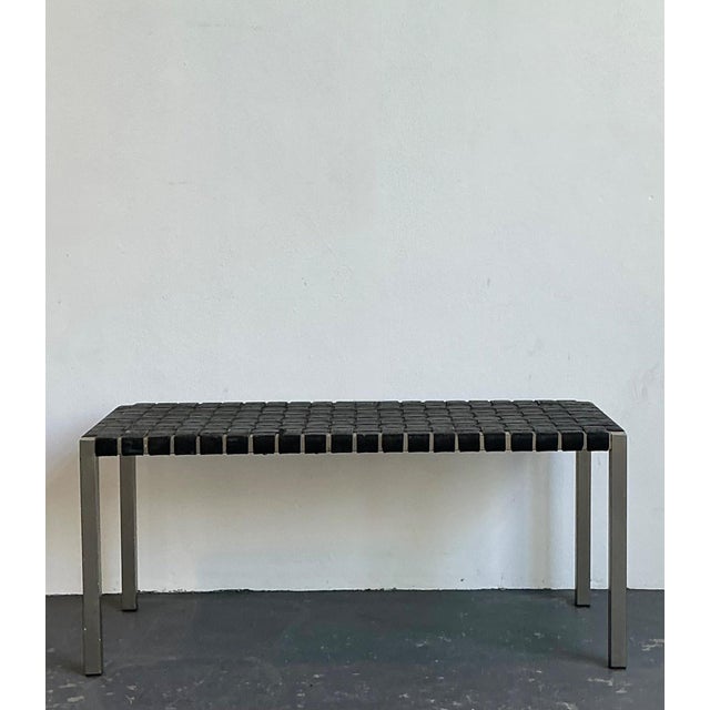 Vintage Ralph Lauren Woven Leather Bench For Sale In West Palm - Image 6 of 15