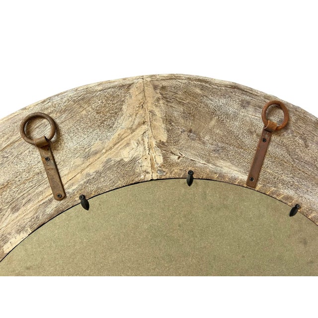 Vintage Large Wood Wheel Mirror For Sale In Los Angeles - Image 6 of 6