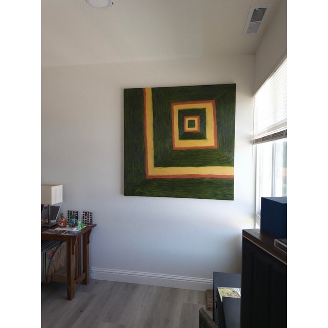 Large 48” X 48” Oil Painting Titled Hall of Good Luck by Artist Brandt Leeds For Sale - Image 4 of 9