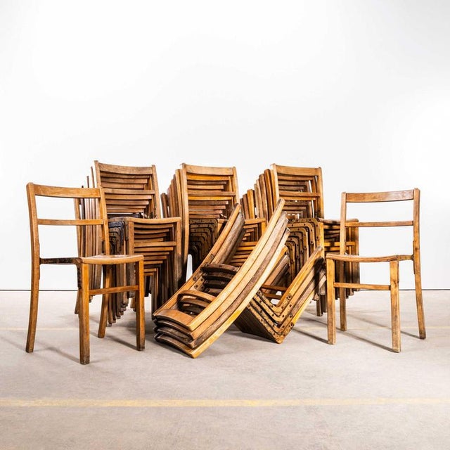 Beech and Iron Stacking School Dining Chairs, 1940s For Sale - Image 12 of 12