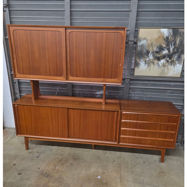 Brown 1950s Modular 3 Piece Danish Teak Hutch For Sale - Image 8 of 12