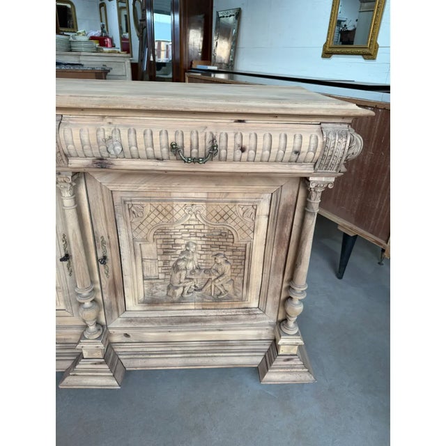 19th Century French Country Solid Walnut Bleached Sideboard / Buffet. For Sale - Image 10 of 14