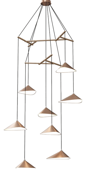 Emily V8 Group Pendant Light in Copper Semi-Matte by Daniel Becker for Moss Objects