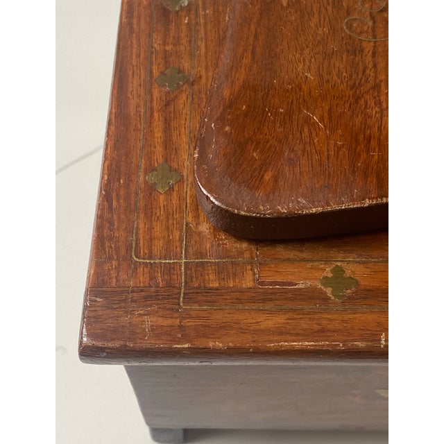 Antique Wood/Brass Inlay Bible Box Floral Print For Sale In Baltimore - Image 6 of 12