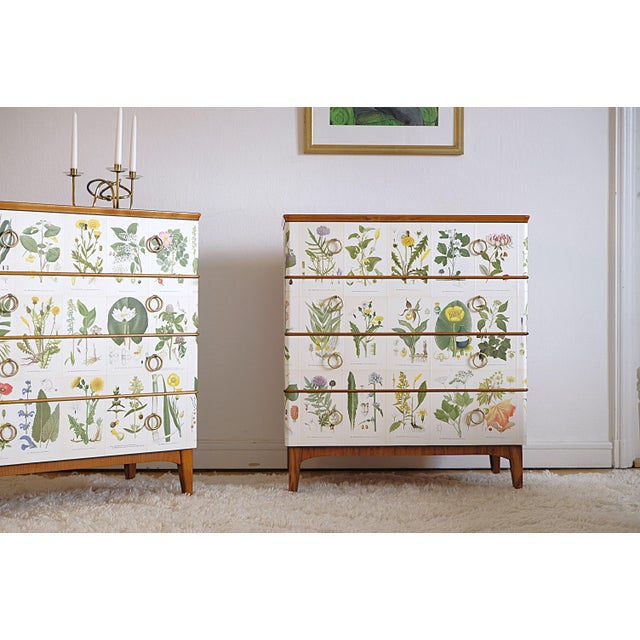 Swedish Modern Chests Nordens Flora by Cam Lindman in the style of Josef Frank, Sweden, 1940s, Set of 2 For Sale - Image 4 of 14
