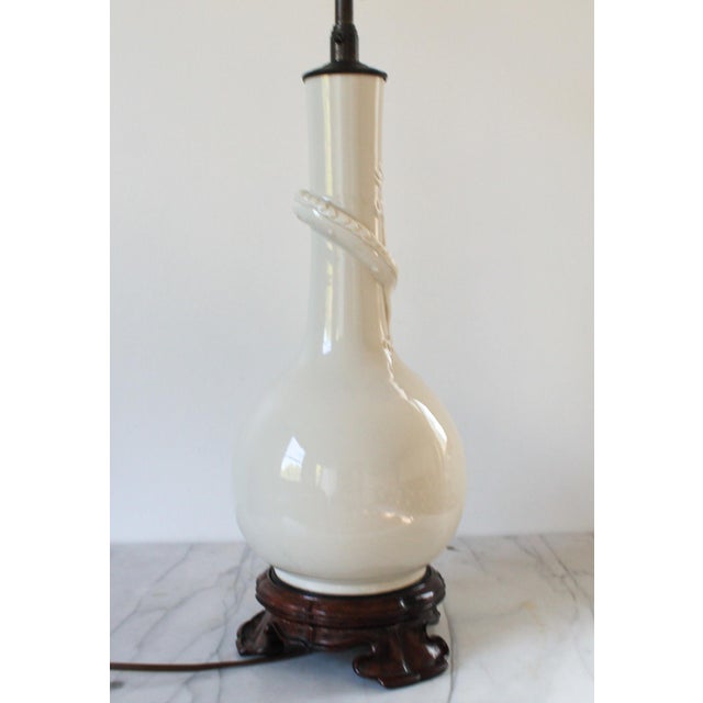 Blanc De Chine White Porcelain Table Lamp With Dragon Motif For Sale In Milwaukee - Image 6 of 13